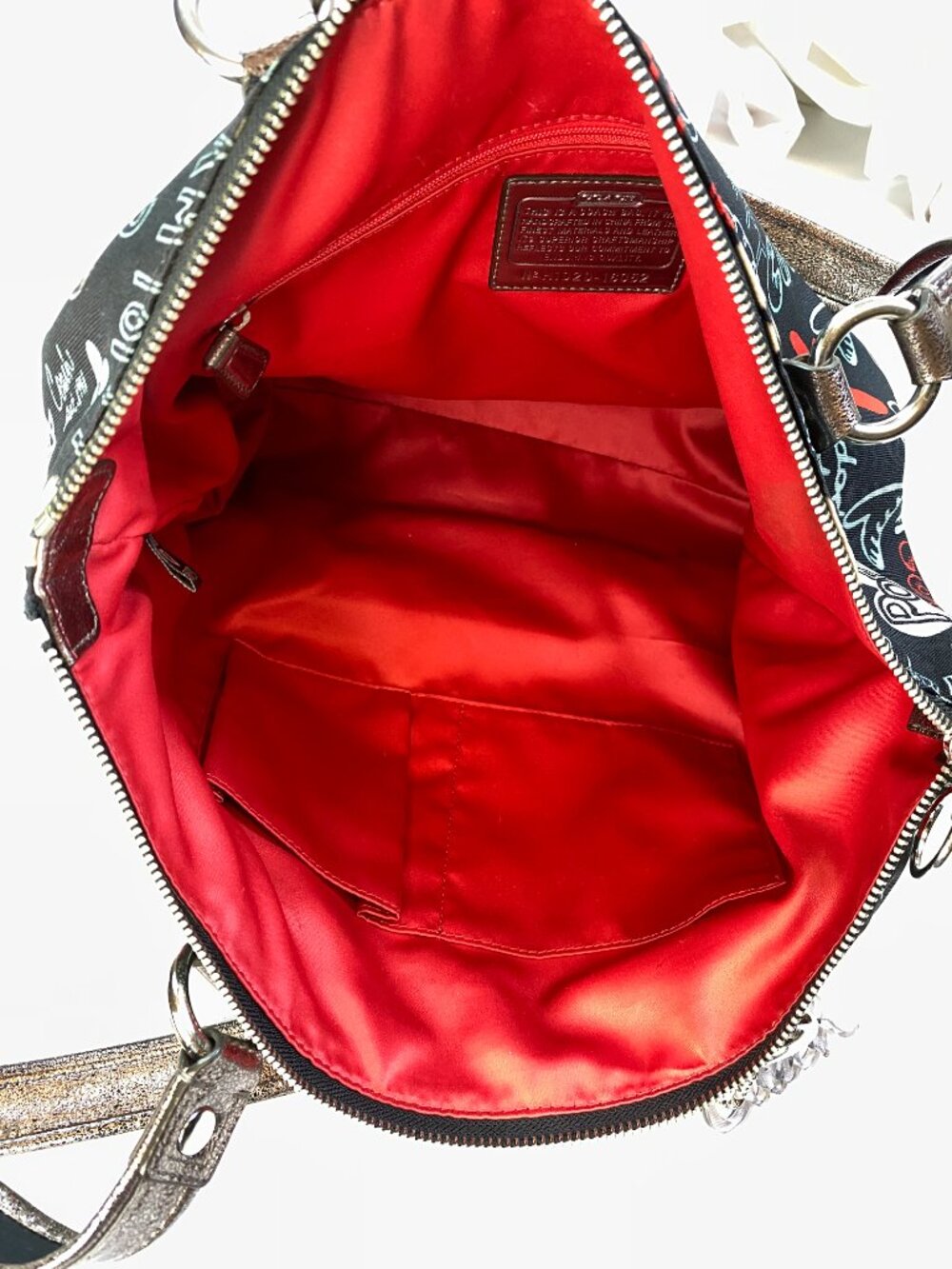 Coach Poppy Graffiti Heart Tote Y2K Canvas Shoulder Bag Purse | Roxie ❤️ - Picture 10 of 13
